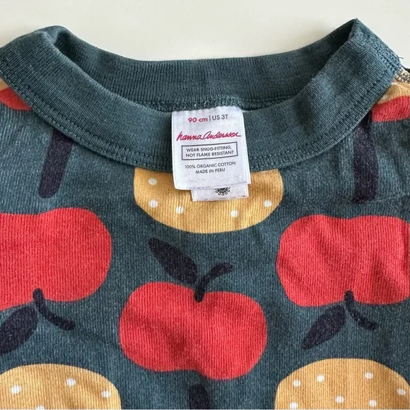 Hanna Andersson long john pajamas 90 cm 3T Candy apple fall autum apples VGUC - Picture 4 of 6